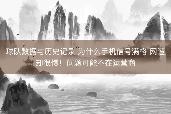 球队数据与历史记录 为什么手机信号满格 网速却很慢！问题可能不在运营商