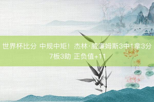 世界杯比分 中规中矩！杰林·威廉姆斯3中1拿3分7板3助 正负值+11