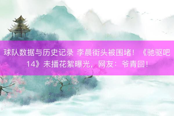 球队数据与历史记录 李晨街头被围堵！《驰驱吧14》未播花絮曝光，网友：爷青回！