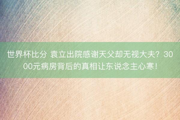 世界杯比分 袁立出院感谢天父却无视大夫？3000元病房背后的真相让东说念主心寒！