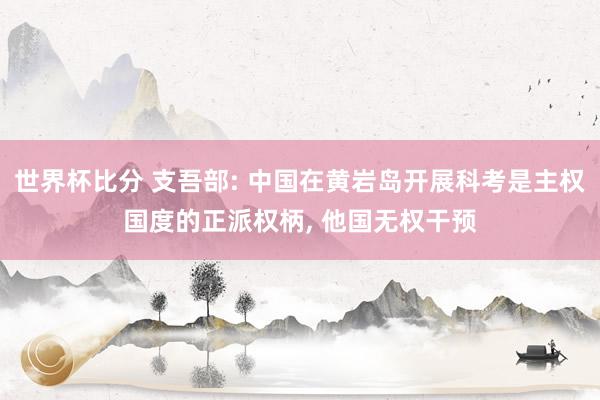 世界杯比分 支吾部: 中国在黄岩岛开展科考是主权国度的正派权柄， 他国无权干预
